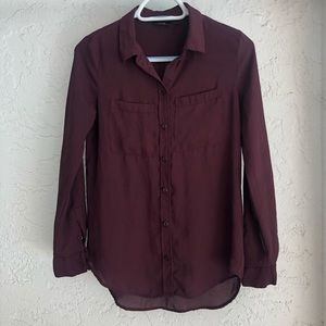 Maroon Button Down Blouse